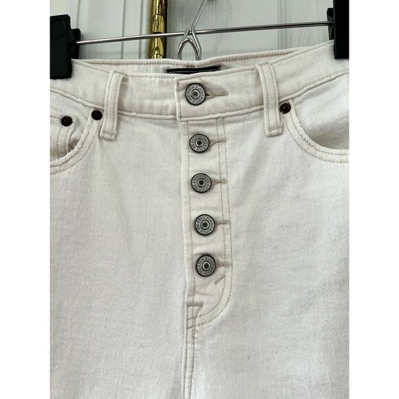 Abercrombie & Fitch White Stone Wash Button Fly Ultra High Rise Straight - Picture 2 of 7